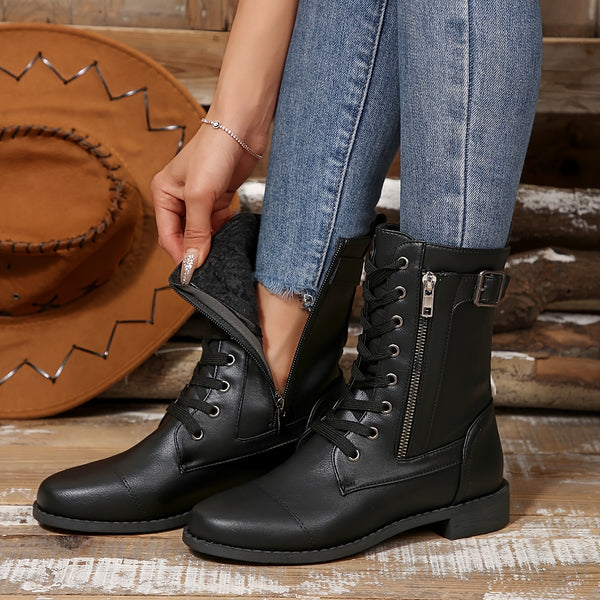 Kareema | Side Zipper Leather Boots