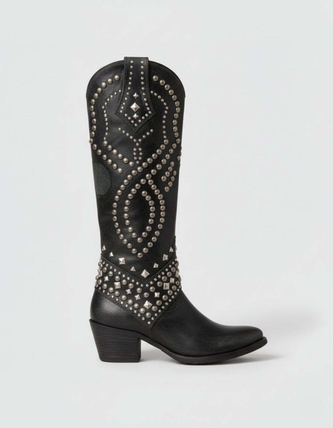 Studded Leather Western Boots