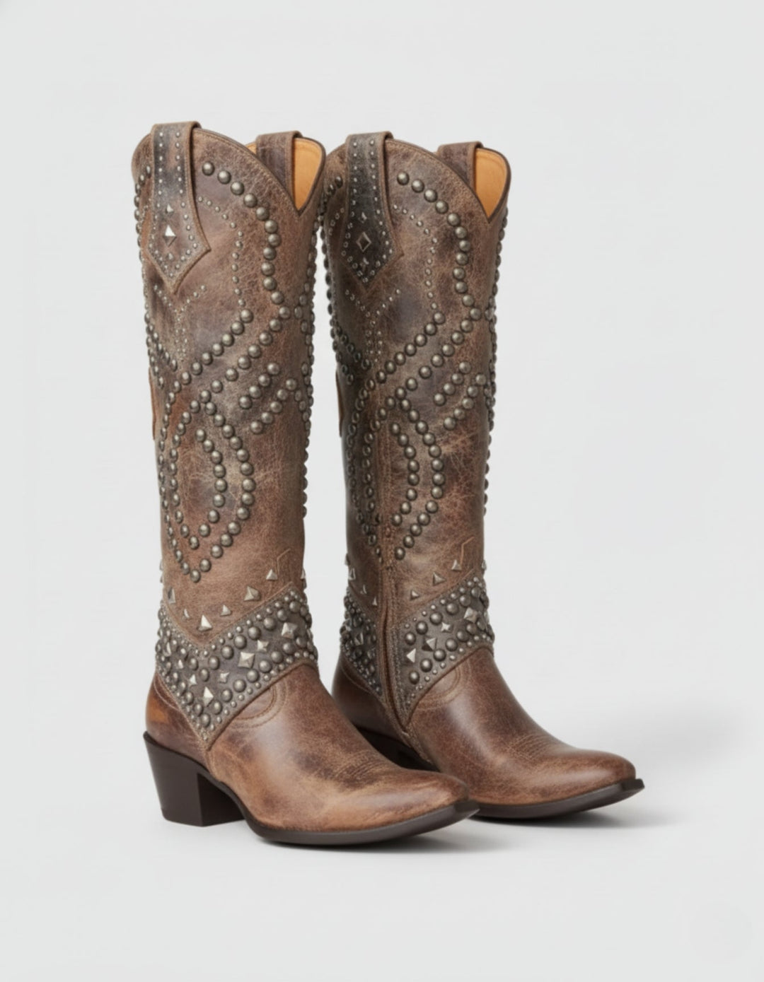 Studded Leather Western Boots