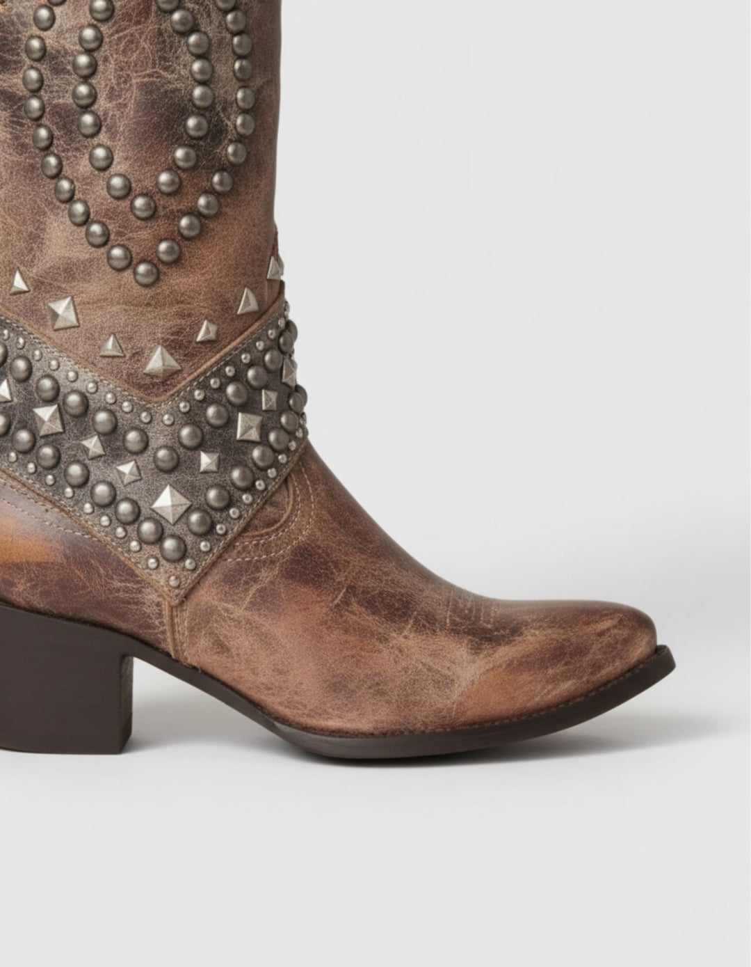 Studded Leather Western Boots