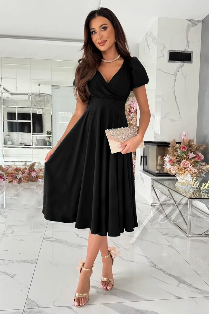 Hayden Anika - Elegant V-Neck Midi Dress