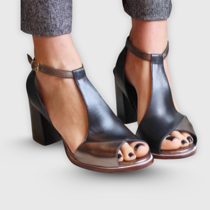 Anais™ | Block Heel Sandal with Patchwork