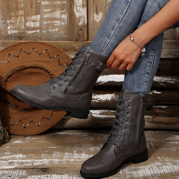Kareema | Side Zipper Leather Boots
