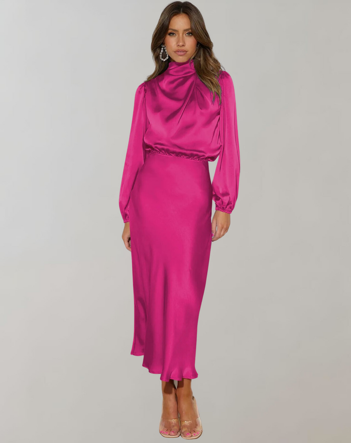 Hayden Hazel | Long-Sleeved Satin Dress