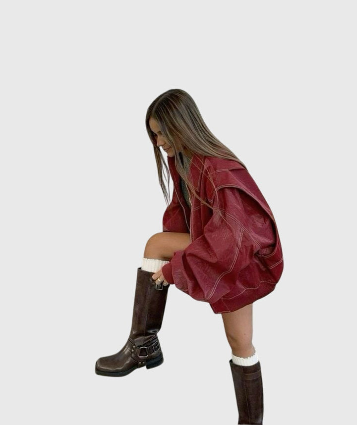Faye™ | Oversized Leather Jacket