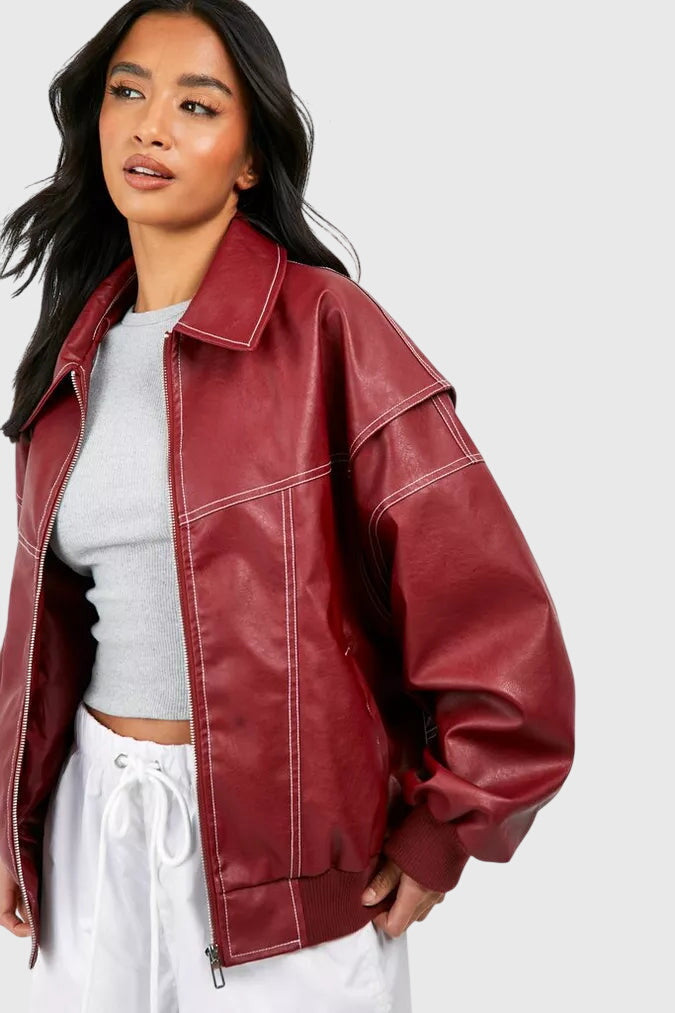 Faye™ | Oversized Leather Jacket