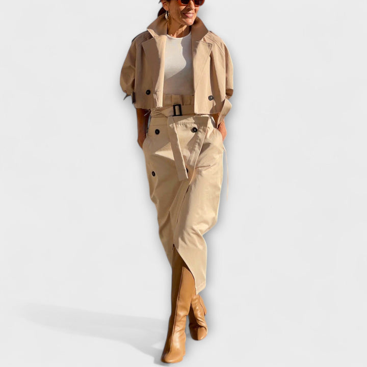 Lyra - Elegant Midi Skirt Jacket with Pockets