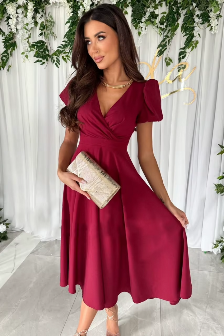 Hayden Anika - Elegant V-Neck Midi Dress