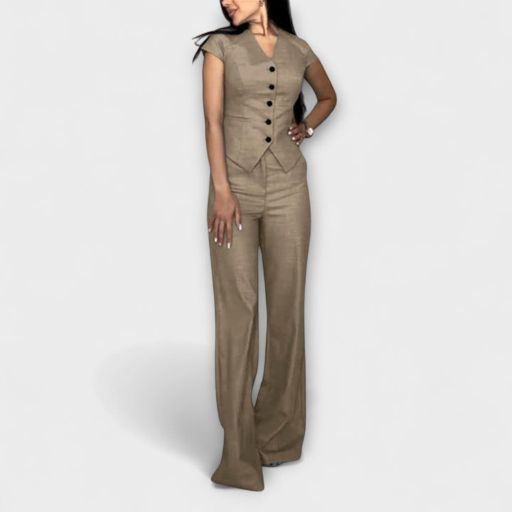 Ivy - Stylish V-Neck Top and Pants Set
