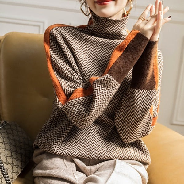 Hayden Elana | Herringbone Luxe Turtleneck