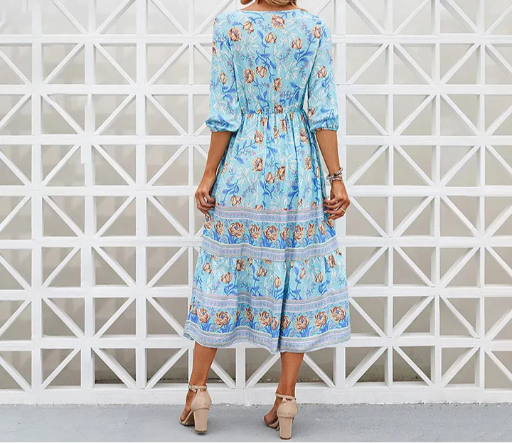 Hayden Darcie | Flowing petal midi dress with elegant tummy coverage