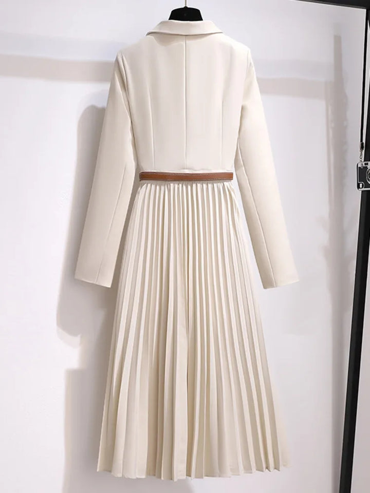 Hayden Rosy - Pleated Belted Blazer Dress