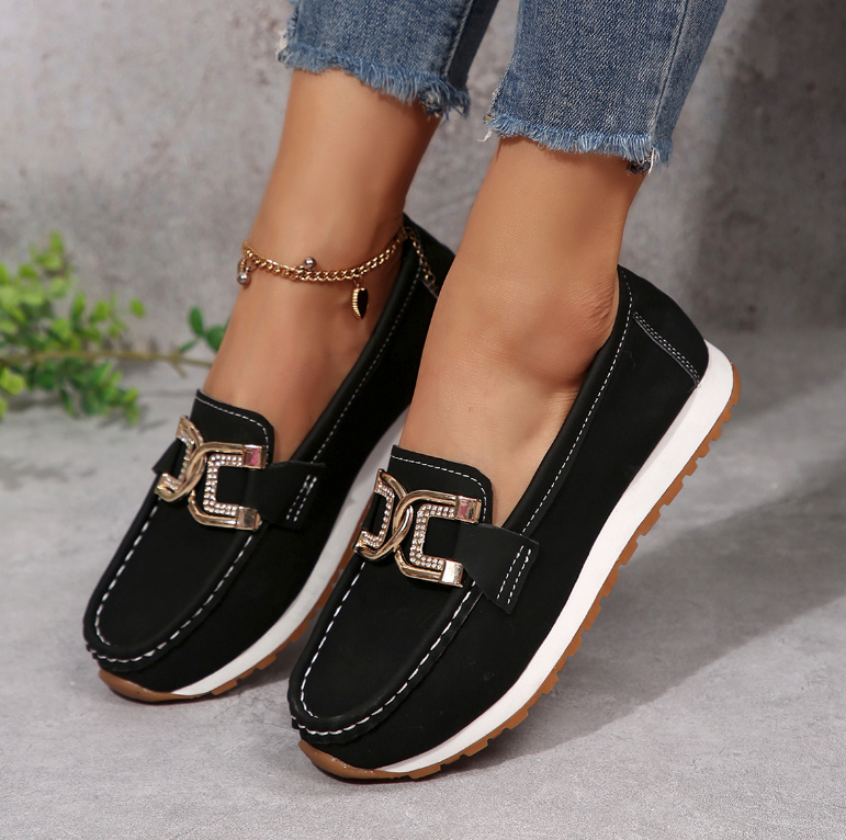 Emma - Chic Diamond Buckle Loafers