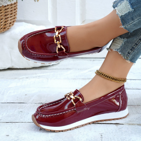 Eleanor - Shiny Bordeaux Loafers