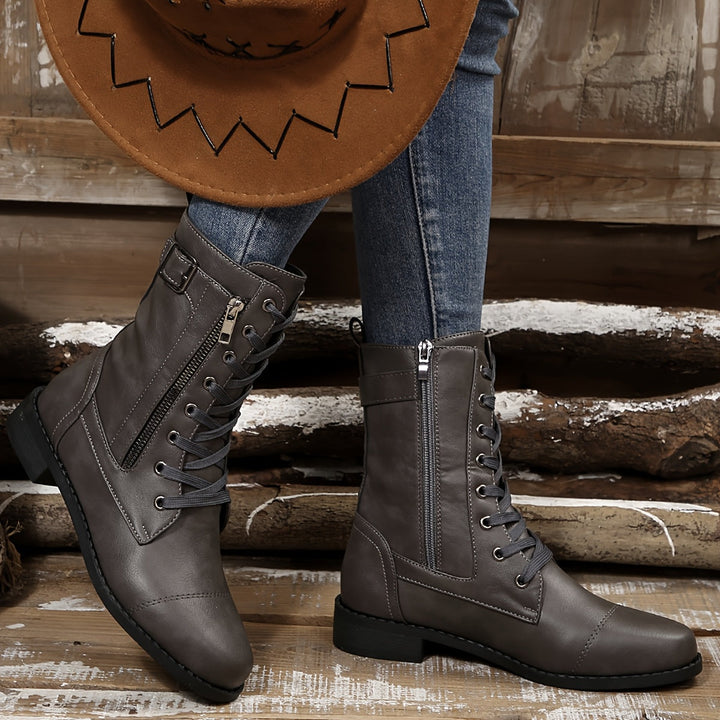 Kareema | Side Zipper Leather Boots