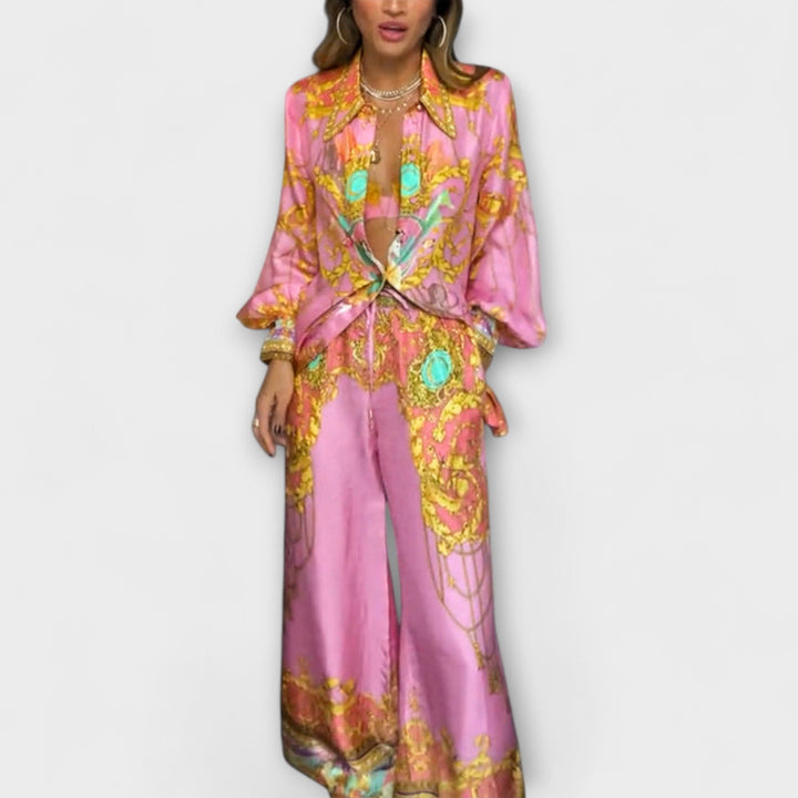 Sage - Mermaid Relaxed Shirt and Elastic Waist Pants Set