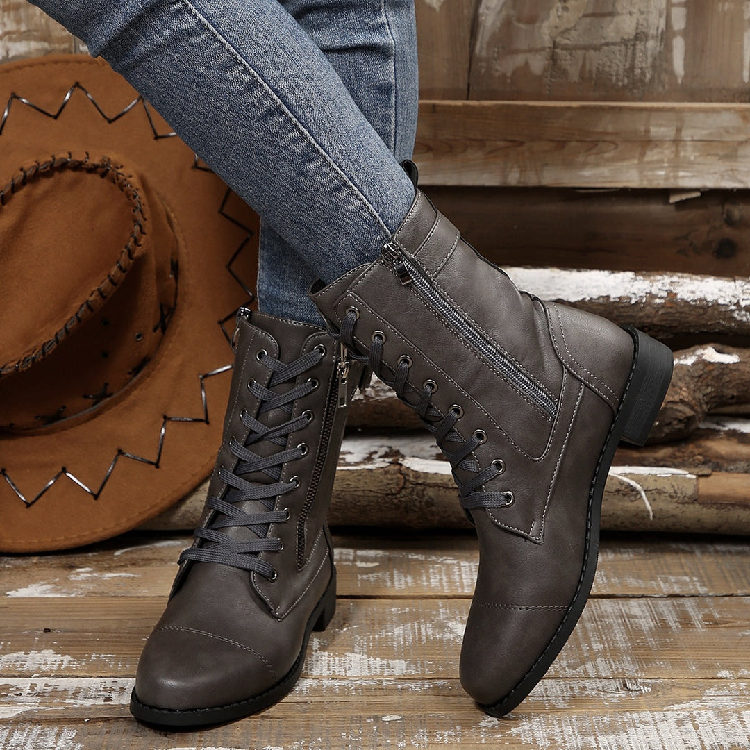 Kareema | Side Zipper Leather Boots