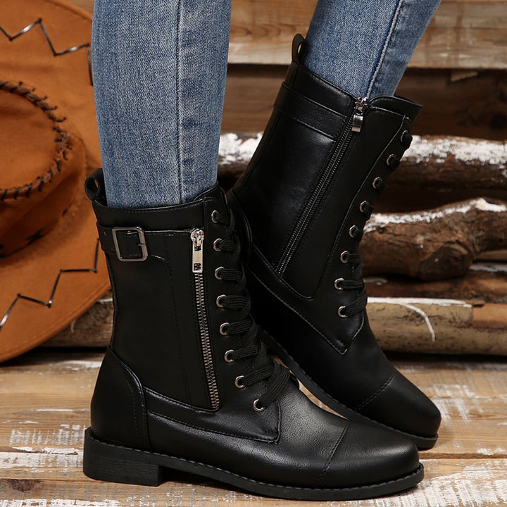 Kareema | Side Zipper Leather Boots