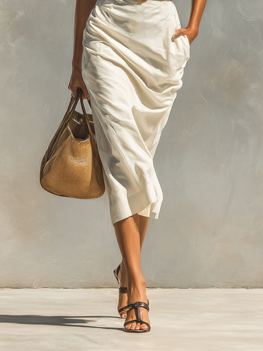 Women's Short Sleeve Dress with Collar and Belt