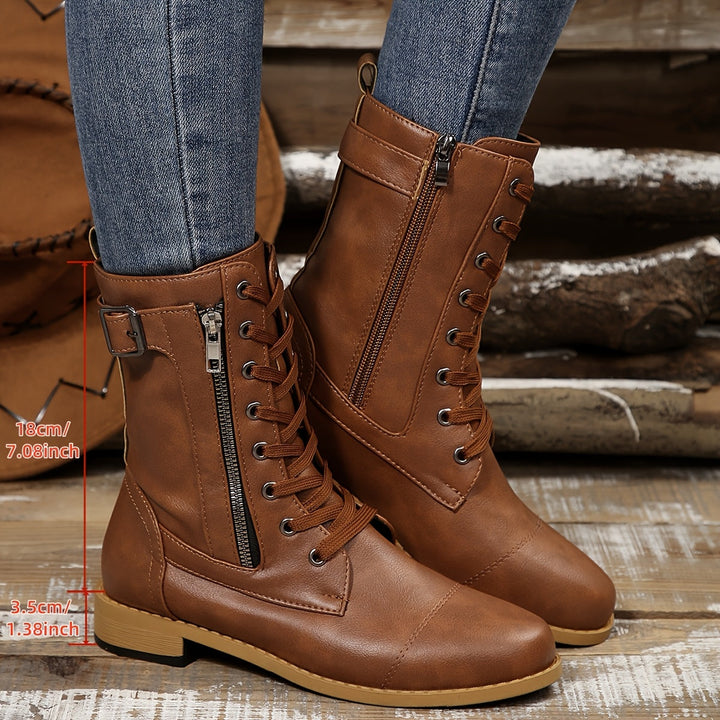 Kareema | Side Zipper Leather Boots