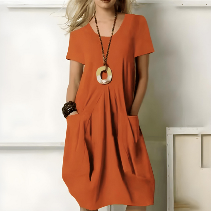 Hayden Willow | Elegant Cotton Dress With Belly Cover