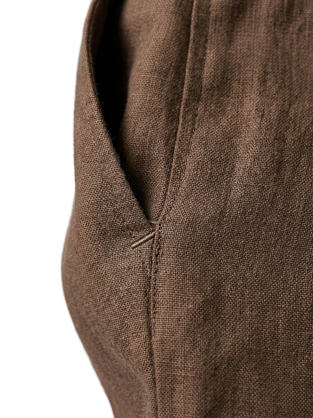 Women's Linen Blend Cropped Straight Leg Trousers with Turn-Up Cuffs