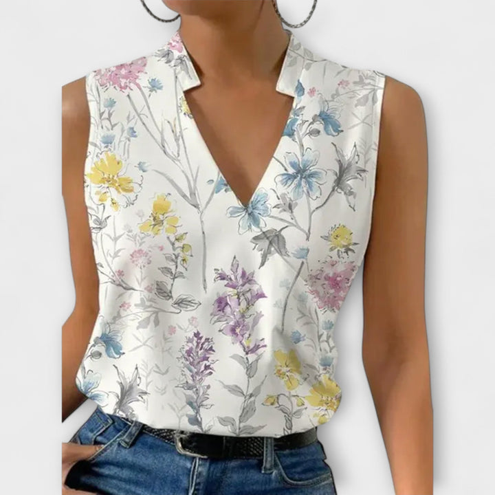 Women's Sleeveless Collared Surplice Wrap Deep V Neck Fitted Smooth Blouse Tank Top Solid Plain