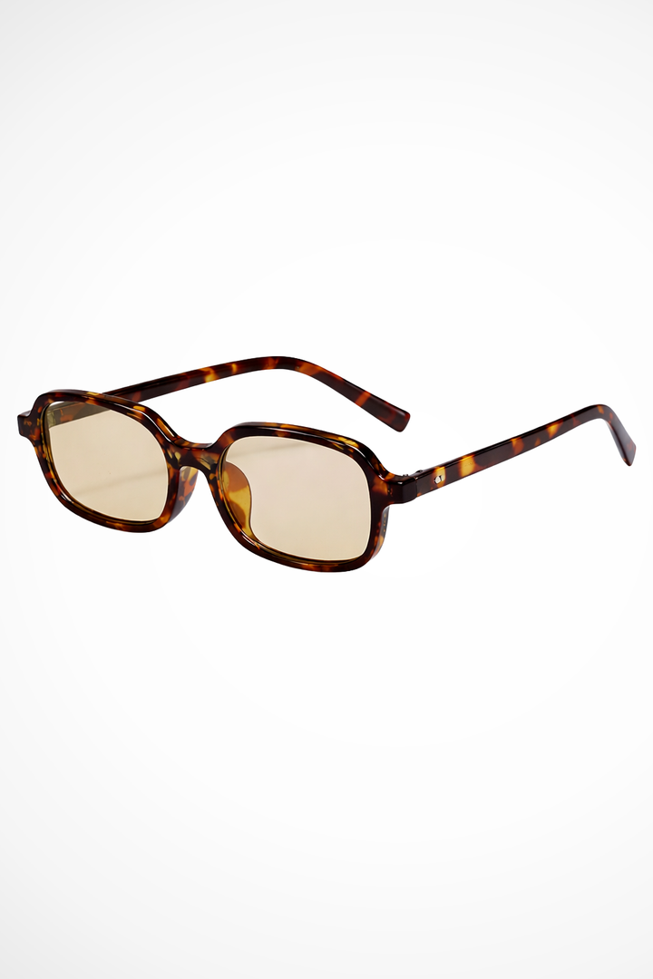 Women's Small Narrow Rectangular Angled Corner Thick Full Frame Solid Tinted UV Protection Sunglasses