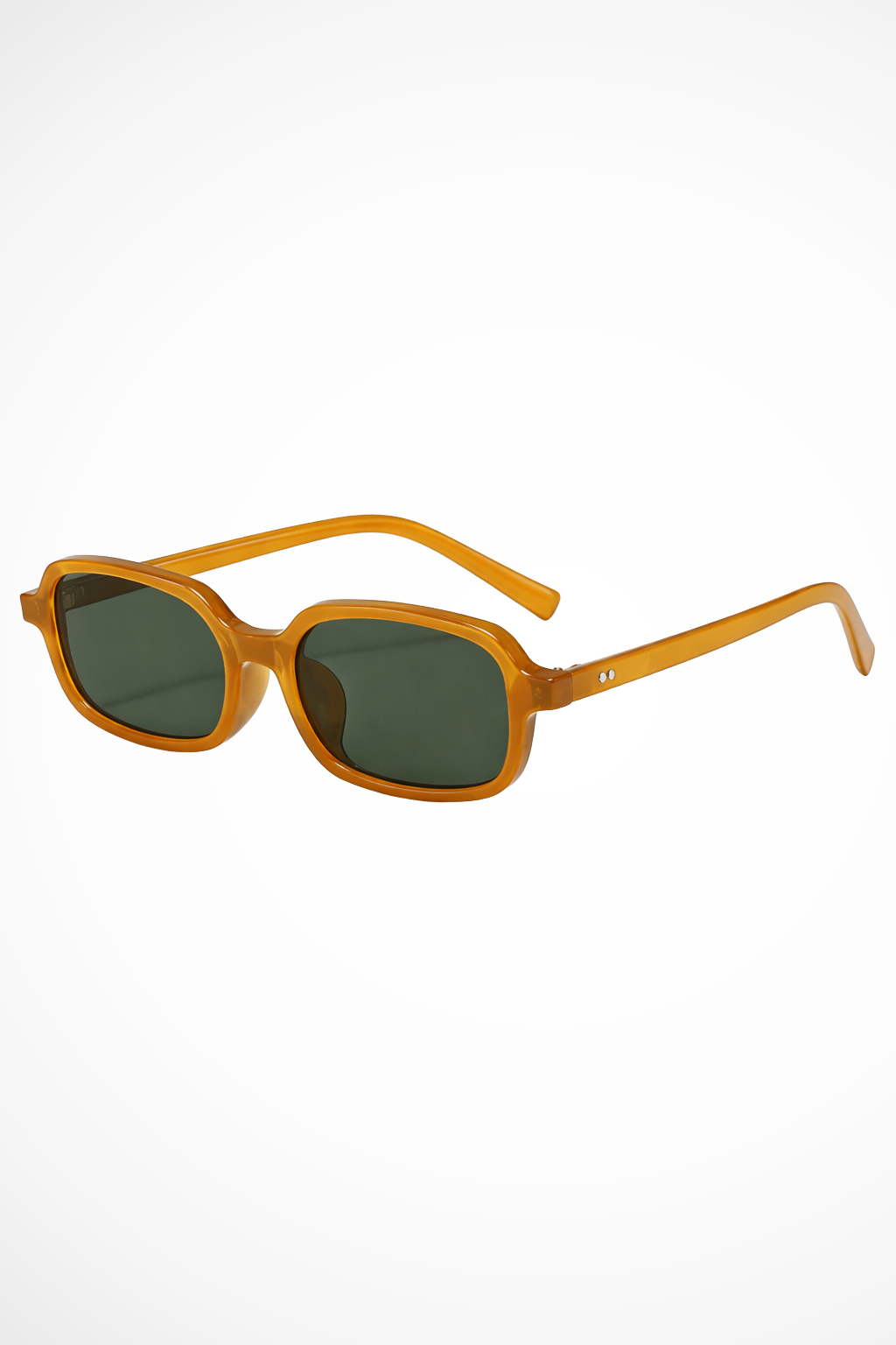 Women's Small Narrow Rectangular Angled Corner Thick Full Frame Solid Tinted UV Protection Sunglasses