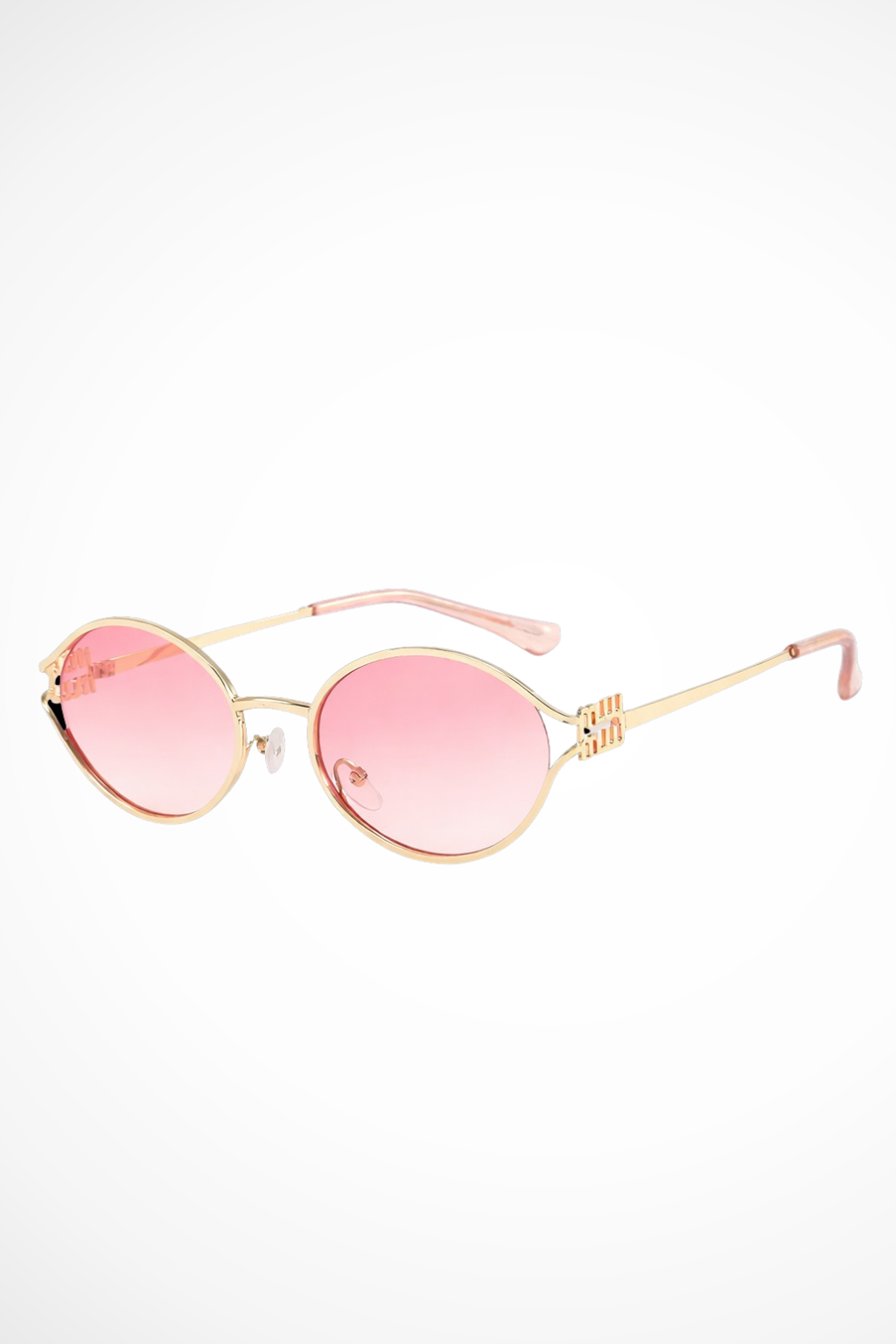 Women's Small Oval Slim Metal Full Frame Structured Geometric Temple Hinge Tinted UV Protection Sunglasses