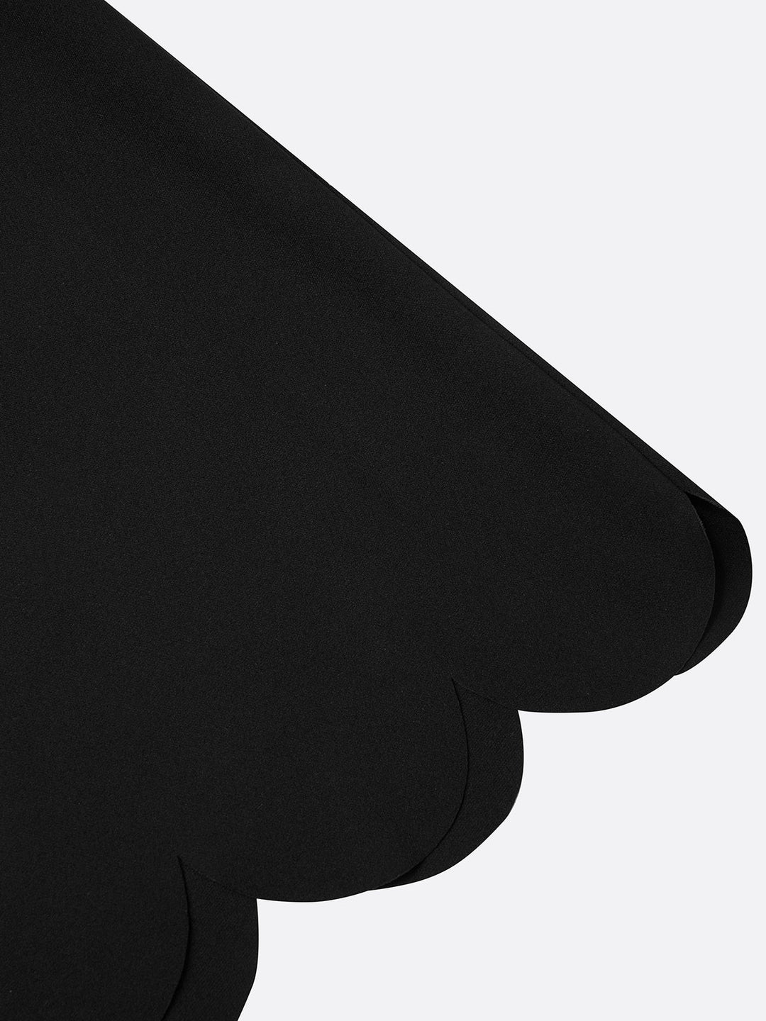 Women's Solid Plain Short Sleeve Square Neck Scalloped Neckline Fitted Bodice Full Pleated A Line Scalloped Hem Midi Dress Fit and Flare Dress